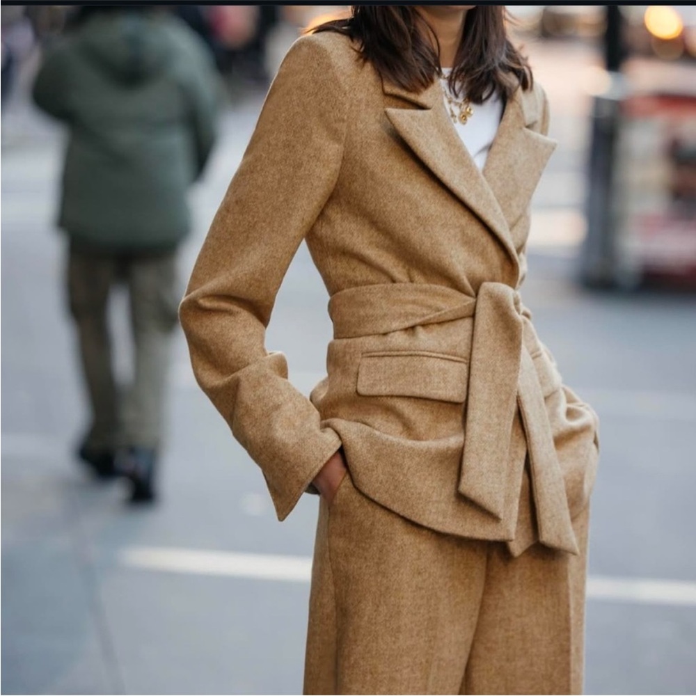Favorite Daughter Tan Wool-Blend Adrienne Blazer